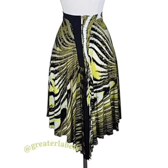 Roberto Cavalli Vintage Knee Length Skirt Signed Print Green Black Size S - Picture 4 of 14